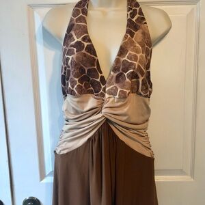 Boston Proper/Linda Segal Giraffe Print Halter Top with Twist Front
